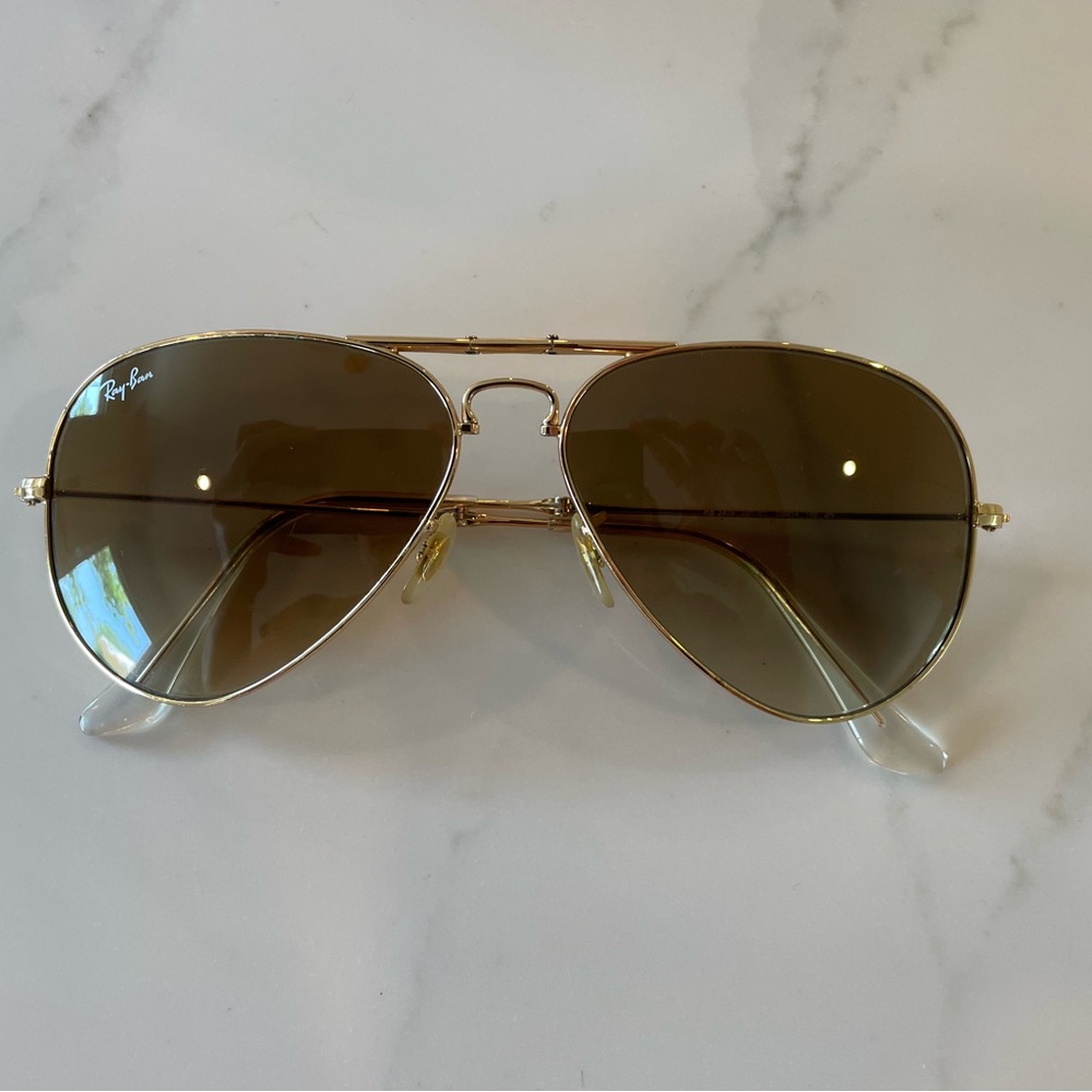Ray-Ban RB3479 Folding Aviator 58mm Classic Unisex Sunglasses - Brown Gradient